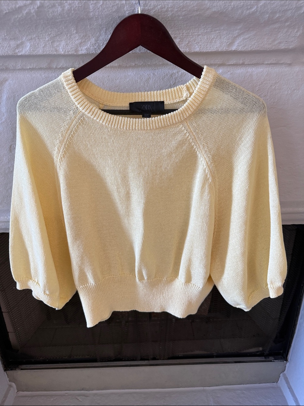 Zara Yellow Knit Short Sleeve Sweater